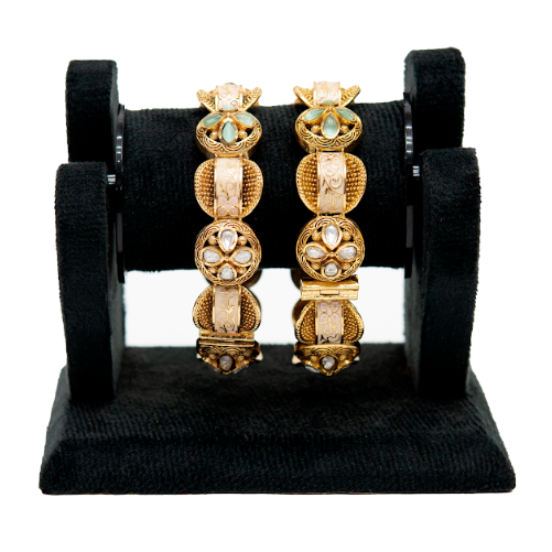 Antique Gold Kundan Kada Bangles for Women